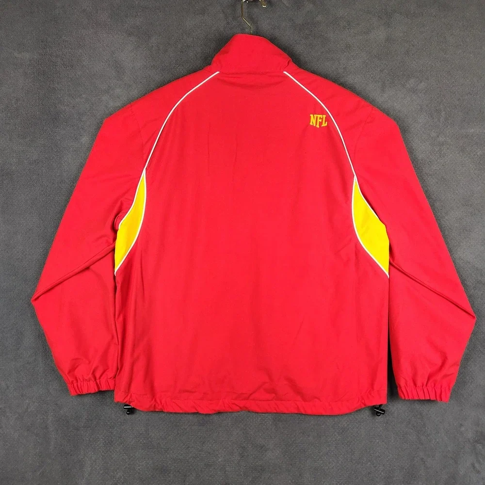 Kansas City Chiefs Jacket Mens Large Red Yellow Full Zip Windbreaker NFL